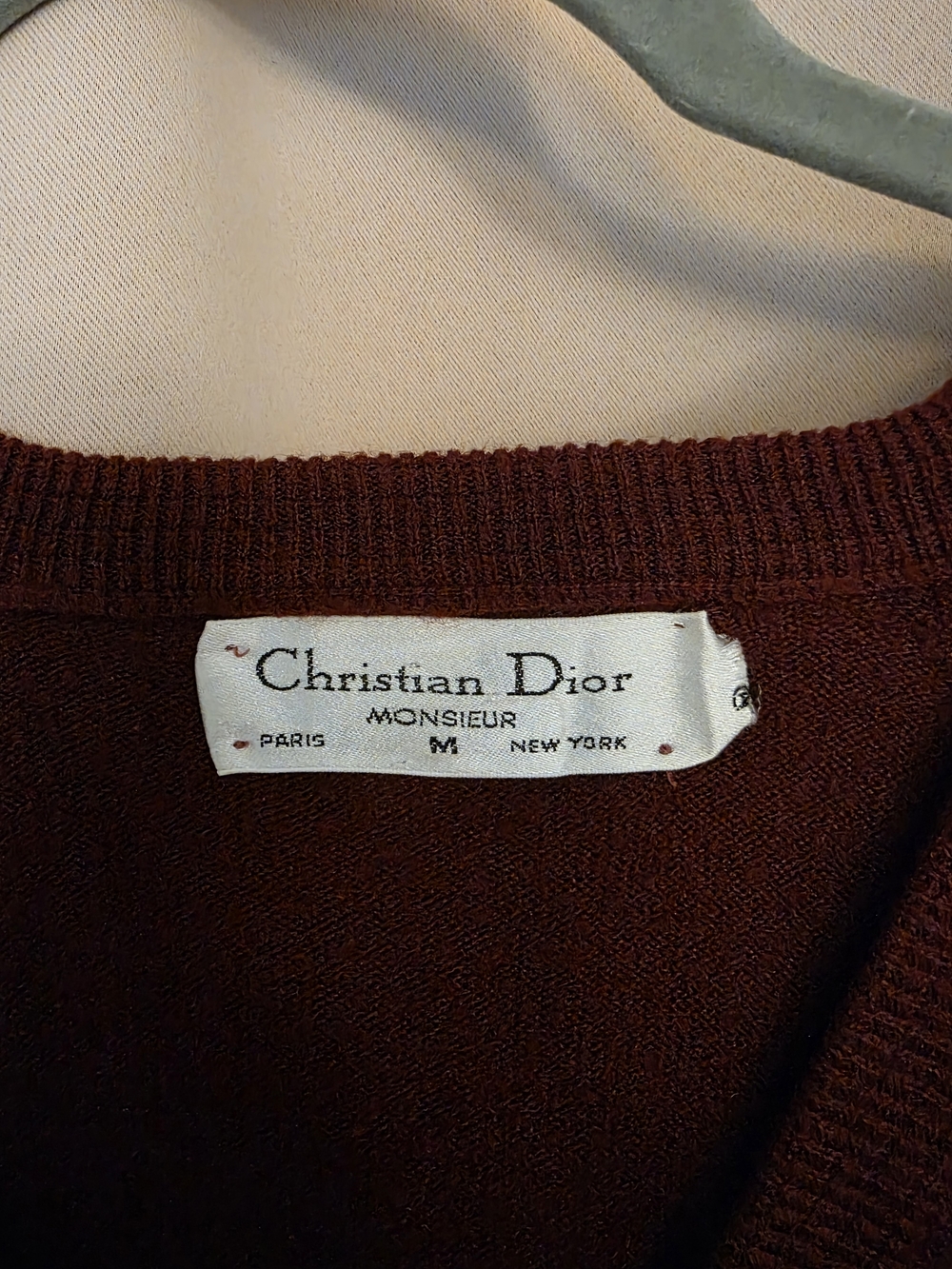 Christian Dior Monsieur 100% Cashmere V-Neck Sweater - Brick Red - Size M